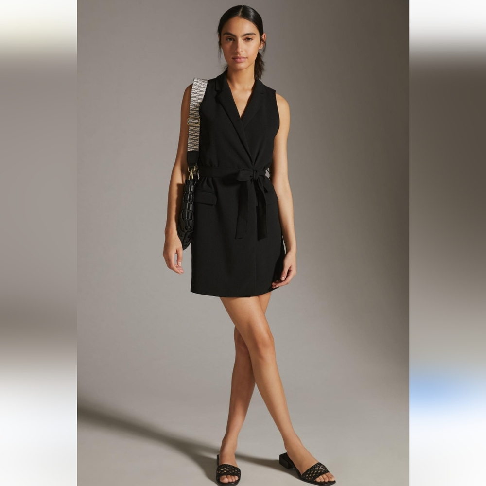 Anthropologie Mini Dress | Black Vest | Sleeveless Blazer | Size XS|